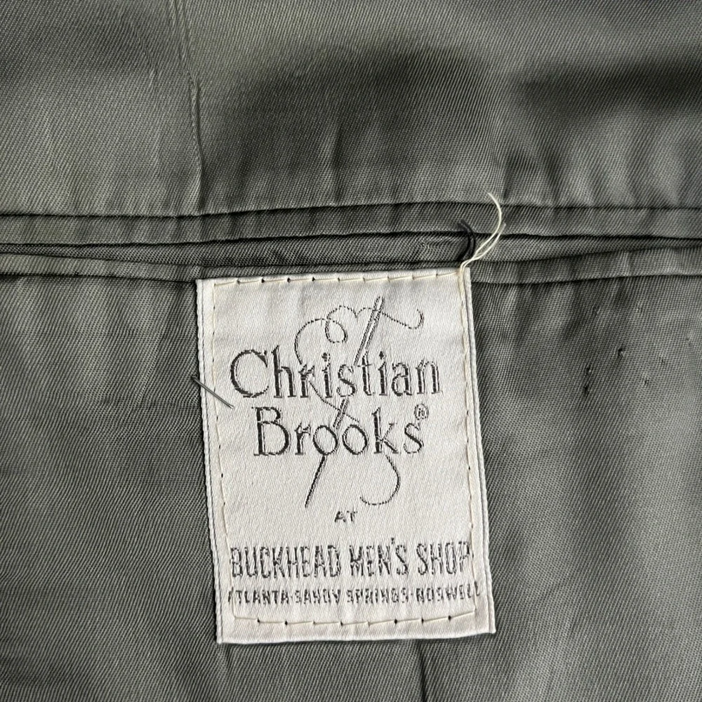 Vintage Christian Brooks Suit Mens 44L 36W Grey Solid 2-Button Notch Lapel